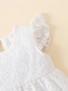 Bebé Vestido smock con encaje sisa con fruncido - Blanco - Ver 3