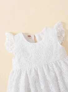 Bebé Vestido smock con encaje sisa con fruncido - Blanco - Ver 4