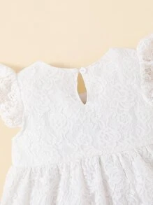 Bebé Vestido smock con encaje sisa con fruncido - Blanco - Ver 6
