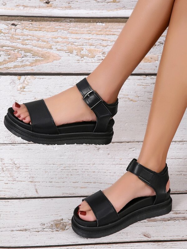 black platform sandals shein