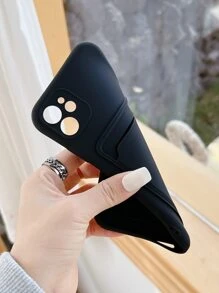 Hộp đựng điện thoại có khe cắm thẻ màu tinh khiết - màu đen - Xem 2