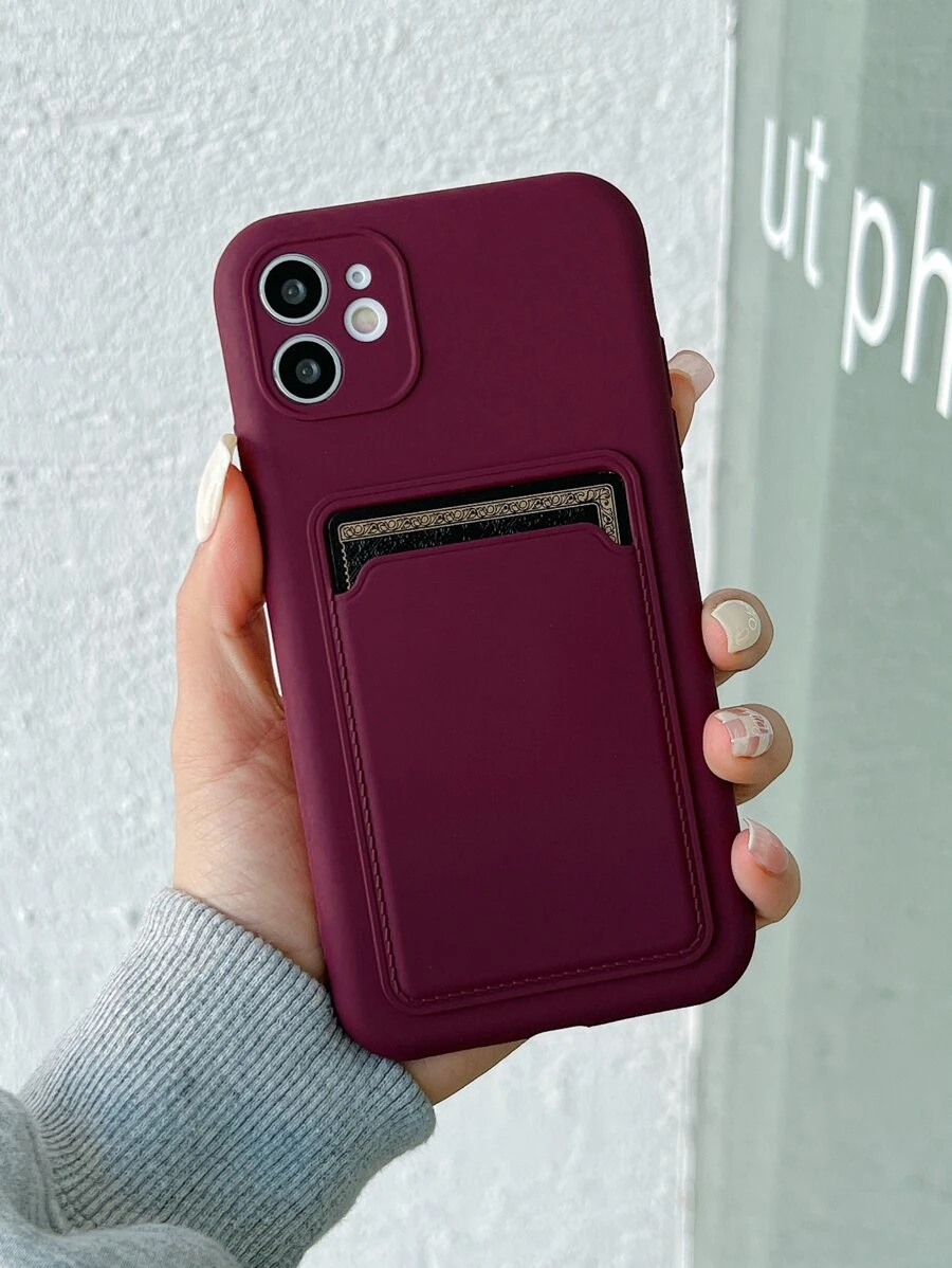 Hộp đựng điện thoại có khe cắm thẻ màu tinh khiết - Màu Đỏ Sâu - Xem 1