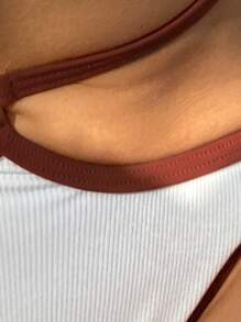 肋骨剪裁對比邊綁縛比基尼 - 白色 - 查看 3