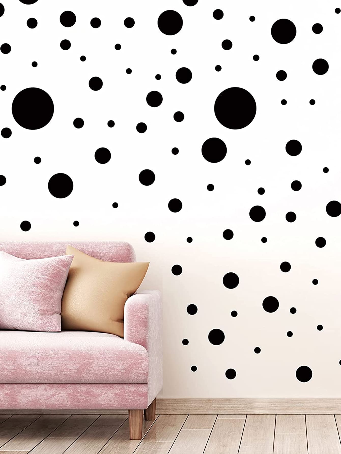 1 set Pegatina de pared redonda - Negro - Ver 1