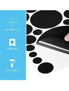 1 set Pegatina de pared redonda - Negro - Ver 4