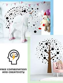 1 set Pegatina de pared redonda - Negro - Ver 5