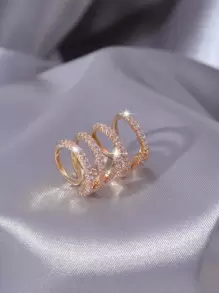 1 件欧美时尚几何螺旋锆石耳夹 - 金黃色 - 查看 1