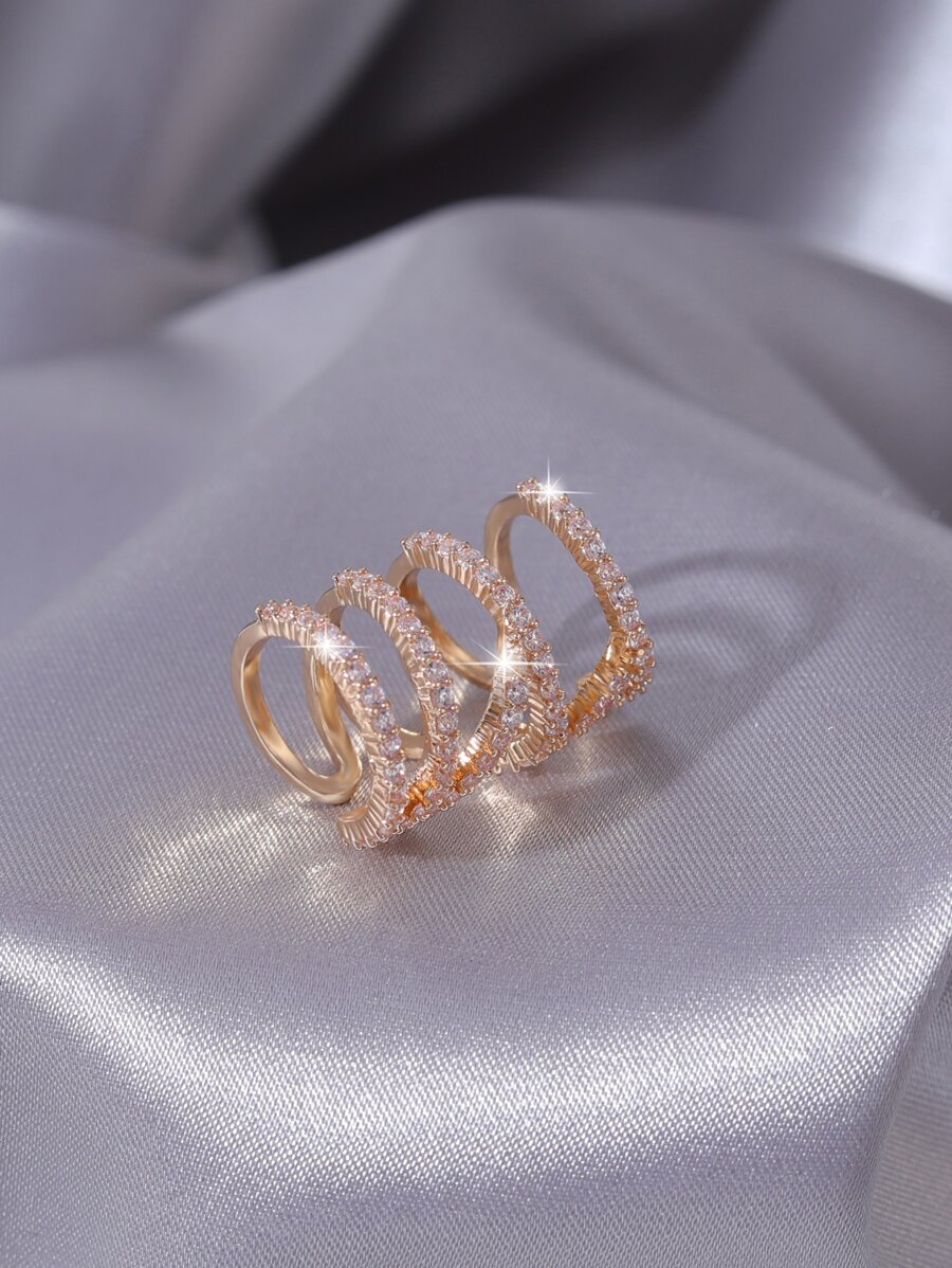 1 件欧美时尚几何螺旋锆石耳夹 - 金黃色 - 查看 1