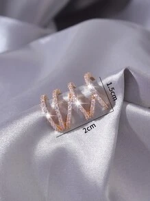 1 件欧美时尚几何螺旋锆石耳夹 - 金黃色 - 查看 3