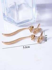 狐狸設計耳夾 - 金黃色 - 查看 3