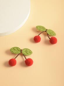 2入組女孩櫻桃裝飾髮夾 - 彩色 - 查看 1