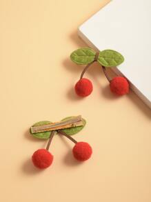 2入組女孩櫻桃裝飾髮夾 - 彩色 - 查看 2