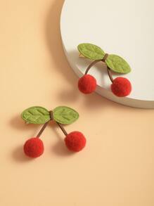 2入組女孩櫻桃裝飾髮夾 - 彩色 - 查看 3