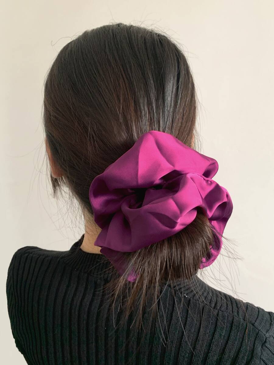 Dây buộc tóc satin tối giản, màu hồng, phụ kiện lễ hội Carnival Mardi Gras, dây buộc tóc kiểu scrunchy, phụ kiện đội đầu, dây chun buộc tóc đuôi ngựa.