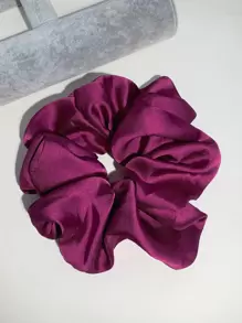 Dây buộc tóc satin tối giản, màu hồng, phụ kiện lễ hội Carnival Mardi Gras, dây buộc tóc kiểu scrunchy, phụ kiện đội đầu, dây chun buộc tóc đuôi ngựa. - Màu tím - Xem 3