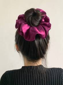 Dây buộc tóc satin tối giản, màu hồng, phụ kiện lễ hội Carnival Mardi Gras, dây buộc tóc kiểu scrunchy, phụ kiện đội đầu, dây chun buộc tóc đuôi ngựa. - Màu tím - Xem 4