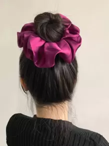 Dây buộc tóc satin tối giản, màu hồng, phụ kiện lễ hội Carnival Mardi Gras, dây buộc tóc kiểu scrunchy, phụ kiện đội đầu, dây chun buộc tóc đuôi ngựa. - Màu tím - Xem 5