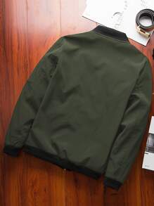 Calvornis Hombres Cazadora tipo bomber con cremallera sin camiseta - Verde militar - Ver 2