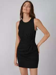MOTF PREMIUM FITTED TWIST DRESS - Black - View 1