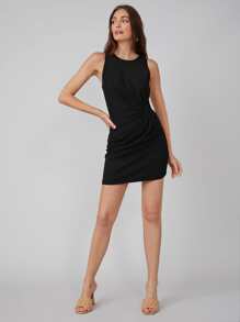 MOTF PREMIUM FITTED TWIST DRESS - Black - View 6