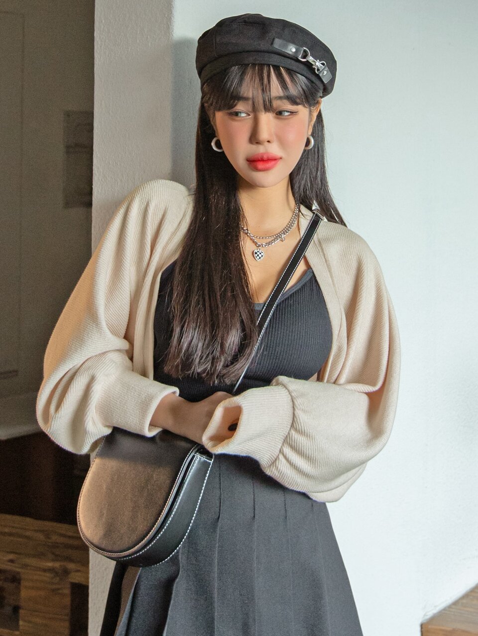 Batwing Sleeve Open Front Top