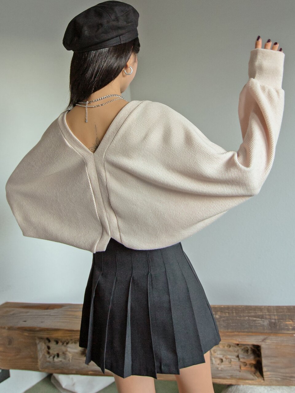 Batwing Sleeve Open Front Top