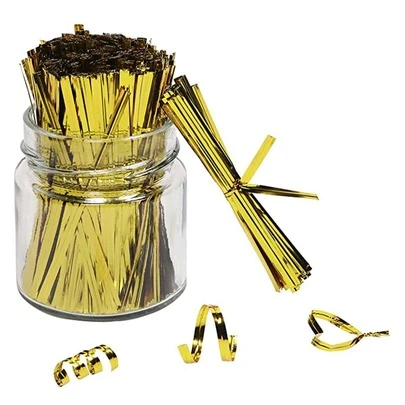 95pcs Solid Color Twist Tie, Metallic Gold PVC Sealing Tie For Candy Bag Wedding Party Gift Bags School Supplies Food Bag Food Box Suitable For Candy Chocolate Cookies Etc.