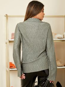 SHEIN SXY Solid Flounce Sleeve Shirt Going Out Tops - Army Green - View 2