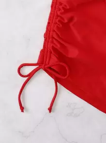 SHEIN Swim Bikini básico con cordón para la playa de verano - Rojo - Ver 5