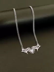 1 chiếc dây chuyền mặt gai tối giản bằng thép không gỉ dành cho nam, thời trang để đeo hàng ngày. - Bạc - Xem 5