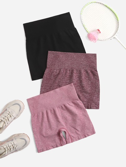 3pcs Seamless Breathable Sports Shorts