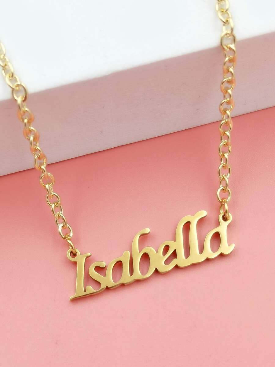 Isabella Name Pendant Necklace - Yellow Gold - View 1