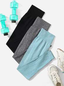 Yoga Basic 3pcs Seamless Softness Sports Leggings - Multicolor - View 1