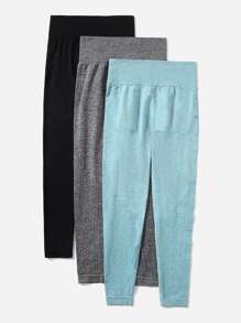 Yoga Basic 3pcs Seamless Softness Sports Leggings - Multicolor - View 2