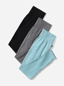 Yoga Basic 3pcs Seamless Softness Sports Leggings - Multicolor - View 4