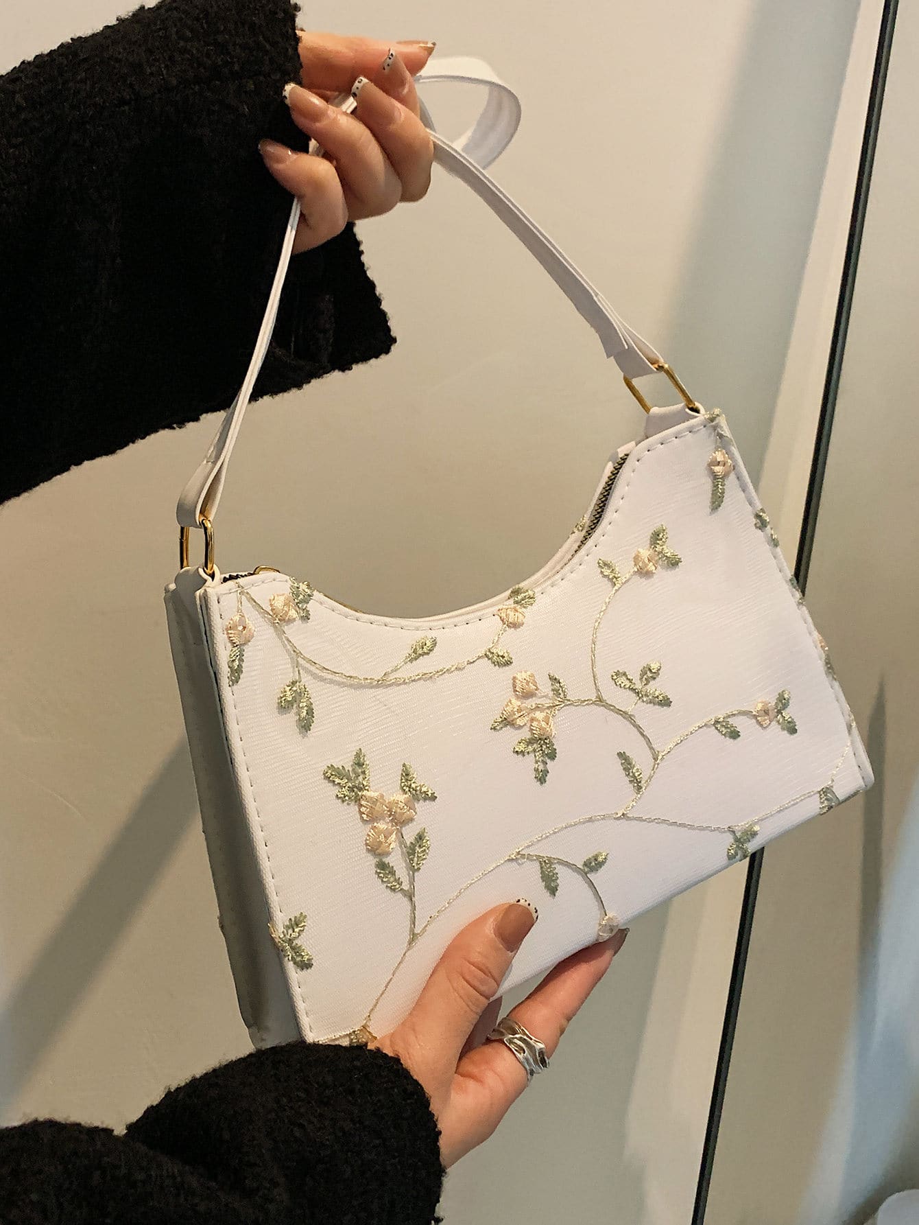 floral baguette bag