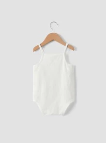 SHEIN 嬰兒前蝴蝶結螺紋針織連身背心 - 白色 - 查看 2