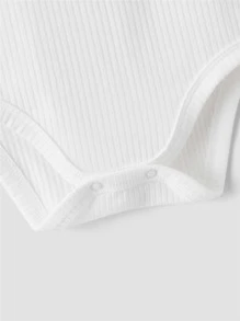 SHEIN 嬰兒前蝴蝶結螺紋針織連身背心 - 白色 - 查看 4