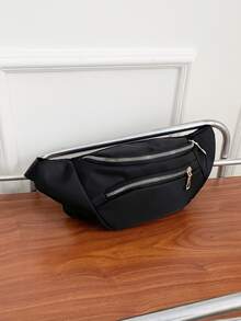 Double Zip Pocket Bum Bag - Black - View 2