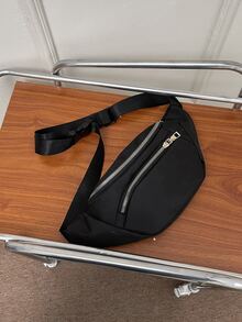 Double Zip Pocket Bum Bag - Black - View 4