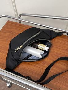 Double Zip Pocket Bum Bag - Black - View 5