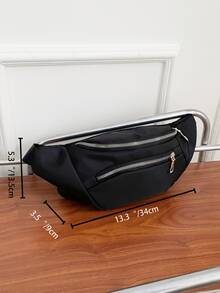 Double Zip Pocket Bum Bag - Black - View 6