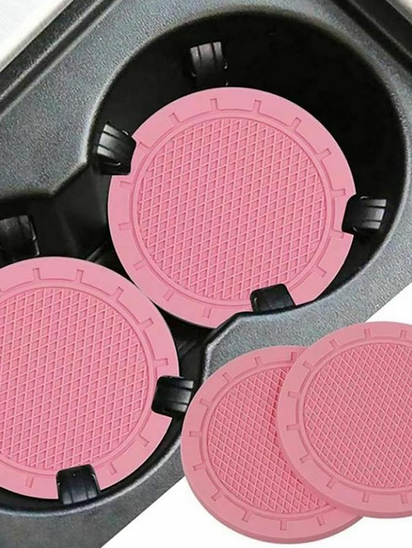 1pair Pink Pvc Cup Coasters