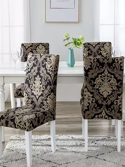 1入組復古花朵印花有彈性椅套