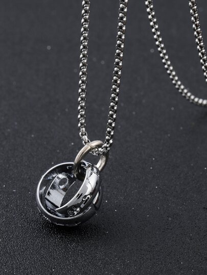Men Double Ring Pendant Necklace | SHEIN USA