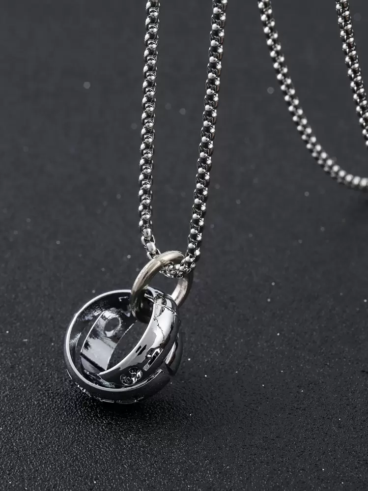 Men Double Ring Pendant Necklace | SHEIN USA