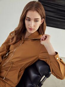 MOTF PREMIUM 抽繩拉錬連身短褲 - 棕色 - 查看 3