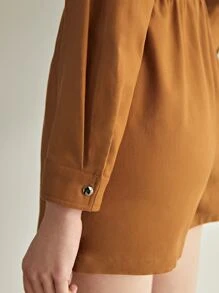 MOTF PREMIUM 抽繩拉錬連身短褲 - 棕色 - 查看 4