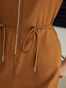 MOTF PREMIUM 抽繩拉錬連身短褲 - 棕色 - 查看 10