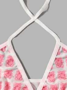 Sweetness Cartoon Graphic Bralet - Pink - View 3